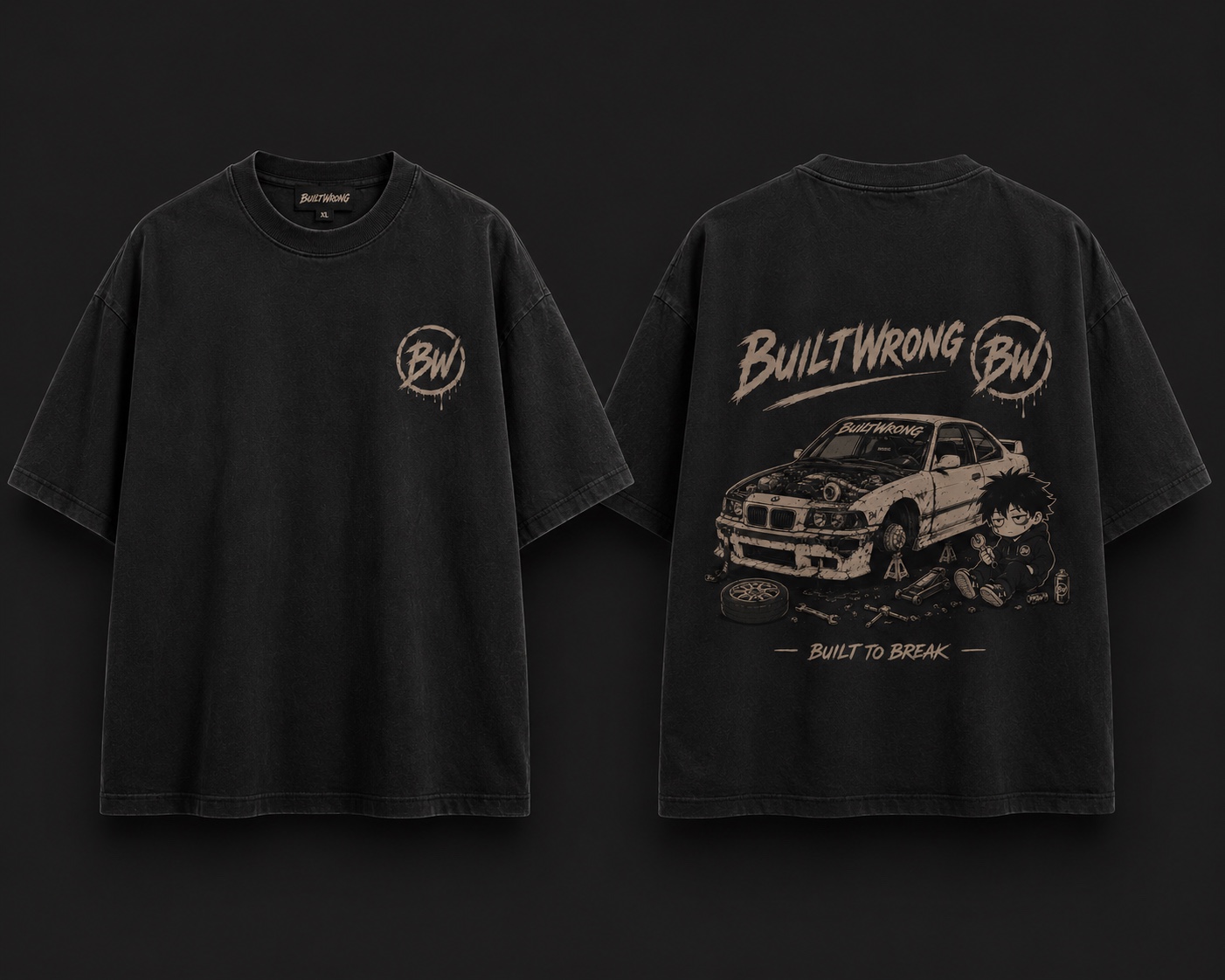 BuiltWrong Built to Break tee front and back mockup